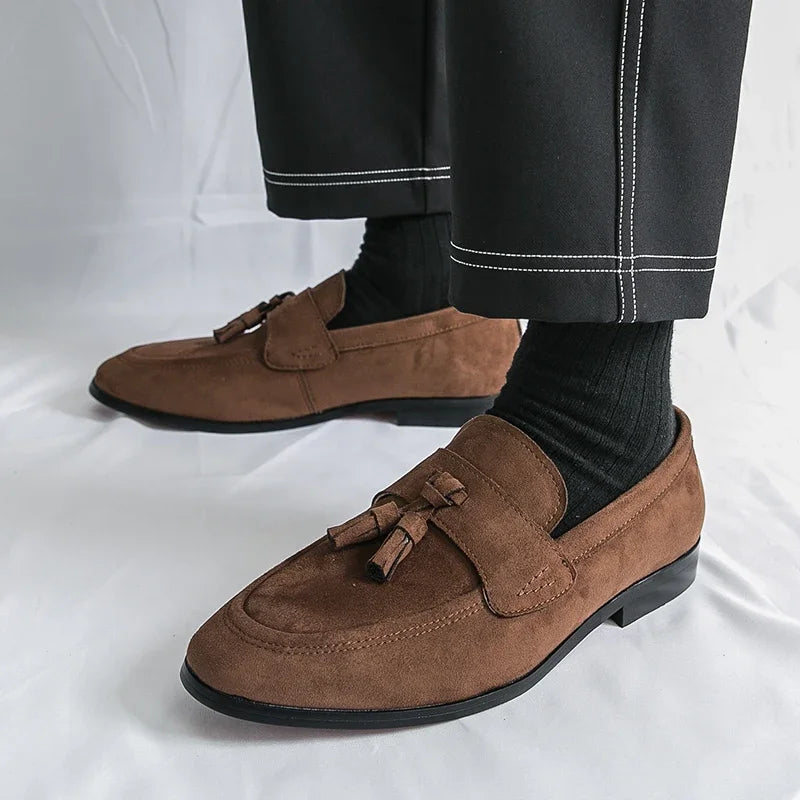 Heritage Suede Tassel Loafers – Classic British Comfort Driving Shoes