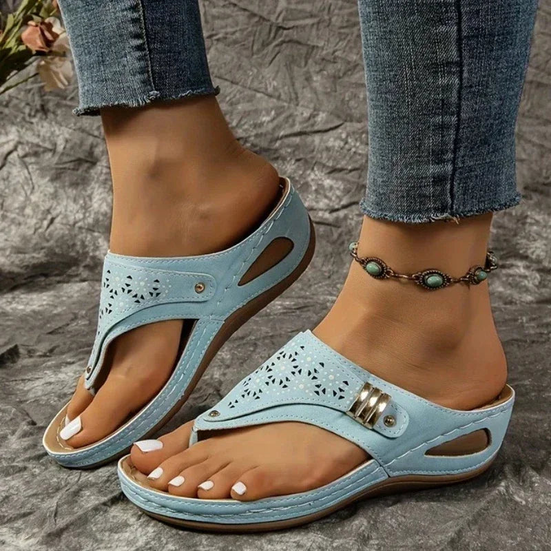 Elegant Comfort Wedge Slides